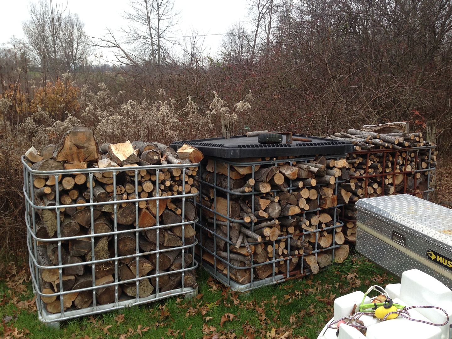 My firewood storage. Pallets and crates Firewood Hoarders Club