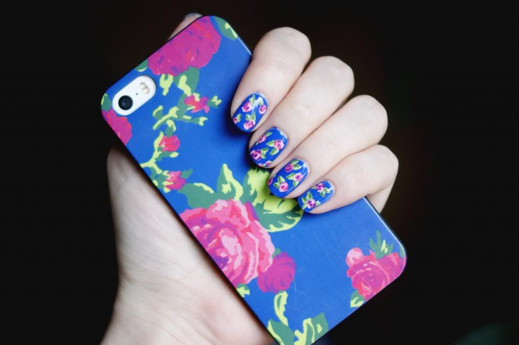 Mani Monday #10 Betsey Johnson iPhone 5 case inspired floral nails manicure nail art