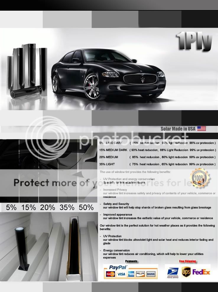 ROLL 60 x 100 Window Tint Charcoal Black 1ply 5%  